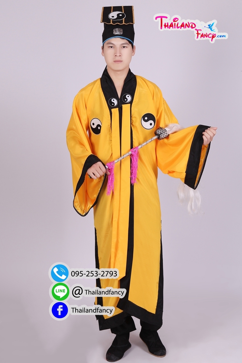 ชุดเช่าแฟนซีผู้ชาย เช่าชุดนักพรตจีน ชุดผู้คุมผีจีนโบราณ ชุดคนสั่งการผีดิบจีน ชุดคนคุมผีจีนหน้าขาว