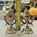 จักรพระวิษณุ และ สังข์พระวิษณุ (เซ็ตคู่..สูง 6 ซม.Fine Quality) **ทองเหลือง..นำเข้าจากอินเดีย**