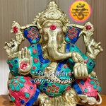 พระพิฆเนศ ประทานพร (สูง 8.8 นิ้ว) **ประดับหินสี**