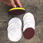 แป้นขัดกระดาษทรายตีนตุ๊กแก 4นิ้ว พร้อมแผ่นขัดกระดาษทราย 10 แผ่น ใส่กับเครื่องเจีย/ขัด 4 นิ้ว