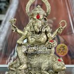 พระพิฆเนศ ประทับหนู ***สูง 11 นิ้ว..งานทองเหลืองไทย***