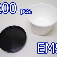 PCB200E ถ้วยกระดาษ 4 oz + ฝาพลาสติกสีดำ 200ใบ (ไม่มีช้อน) รวมค่าจัดส่ง EMS