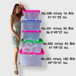 512A. กล่องล้อพลาสติกเอนกประสงค์ ขนาดใหญ่ สีขาวมีหูล็อค No.300/301/302/303 ตรารถไฟ