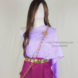 ชุดไทยการะเกด ชุดไทยสมัยอยุธยา ชุดไทยอุ่นไอรัก ชุดไทยร่วมสมัย ชุดไทยสไบออเจ้า ชุดสไบทอลายสีม่วงอ่อนกับผ้าถุงยกหน้านาง