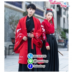 ชุดเช่าแฟนซีผู้ชาย เช่าชุดจอมยุทธ์จีน ชุดแฟนซีนานาชาติ ชุดจีนโบราณผู้ชาย ชุดเจ้ายุทธภพ ชุดเจ้ายุทธจักร ชุดจีนกำลังภายใน ชุดเช่าจอมยุทธชายชุดสีดำเสื้อคลุมแดง