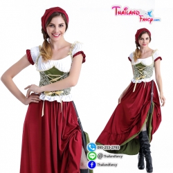 ชุดเชียร์เบียร์ Oktoberfest ชุดเบียร์เยอรมัน ชุดบาวาเรีย ชุดเมดแม่บ้าน ชุดสาวเสริฟ พร้อมผ้าโพกผม