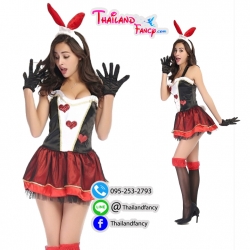 ชุดคอสเพลย์บันนี่ ชุดบันนี่เกิร์ล Bunny Girl Costume ชุดกระต่ายแฟนซี ชุดกระต่ายแดงดำ ตกแต่งหัวใจ พร้อมหูกระต่ายเข้าเซ็ท