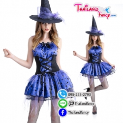 ชุดแฟนซีแม่มด ชุดคอสเพลย์แม่มด ชุดแม่มด ชุดผีแม่มด ชุดแม่มดฮาโลวีน พร้อมหมวกแม่มด