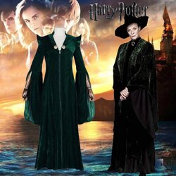 ชุดเช่าแฟนซีผู้หญิง (ชุดเช่า) ชุดแม่มดฮาโลวีน ชุดครูแฮรี่พอตเตอร์ Halloween Witch Costume ชุดศาสตราจารย์มักกอนนากัล แห่งฮอกวอตส์