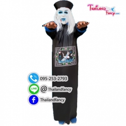 ชุดแฟนซีผีกองกอย ชุดฮาโลวีน Halloween Costume ชุดผีกระโดดจีน ชุดผีดิบจีน ชุดผีจีนโบราณเดรสสีดำแต่งลายกลางตัวพร้อมหมวกผมเปีย