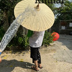 ร่มเชียงใหม่ ร่มผ้าน้ำมัน สีครีม17 นิ้ว ร่มแม่การะเกด กันน้ำได้