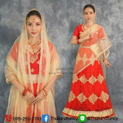 ชุดแฟนซีผู้หญิงสำหรับเช่า ชุดแขกอินเดียแฟนซี เช่าชุดภารตะผู้หญิง เช่าชุดส่าหรีแขกผู้หญิง เช่าชุดแขกหญิง ชุดแขกคังคุไบ ชุดเช่านานาชาติ ชุดแขกอินเดียผู้หญิงสีแดง-ทอง