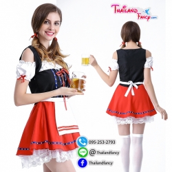 ชุดคอสเพลย์ ชุดเชียร์เบียร์ Oktoberfest ชุดสาวเสริฟ เยอร์มันคันทรีกระโปรงแดงสั้น