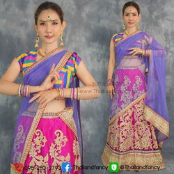 ชุดแฟนซีผู้หญิงสำหรับเช่า ชุดแขกอินเดียแฟนซี เช่าชุดภารตะผู้หญิง เช่าชุดส่าหรีแขกผู้หญิง เช่าชุดแขกหญิง ชุดแขกคังคุไบ ชุดเช่านานาชาติ ชุดแขกอินเดียผู้หญิงสีม่วง-ชมพูสด