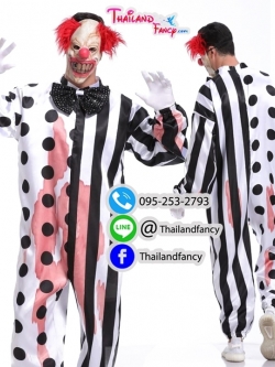 ชุดเช่าแฟนซีผู้ชาย ชุดเช่าตัวตลกผี Pennywise Costume ชุดตัวตลก ชุดฮาโลวีน Halloween Party ชุดซอมบี้ผี ชุดเช่าโจ๊กเกอร์ตัวตลกผีสิงสีขาวดำพร้อมหัวหน้ากาก