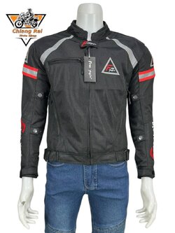 เสื้อขี่มอเตอร์ไซด์แบบ Air Flow (ดำ-แดง) เบอร์ XXXXL : อก 52" ยาว 27.5" (Air Flow)