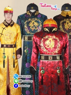 ชุดเช่าแฟนซีผู้ชาย ชุดจีนโบราณ ชุดจักรพรรดิจีน ชุดฮ่องเต้ ชุดราชวงศ์หนังจีนกำลังภายใน เช่าชุดฮ่องเต้จีนผู้ชาย สีเหลืองแต่งมังกรทอง