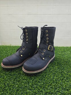 รองเท้าขี่มอเตอร์ไซด์หนังแท้ สไตล์คลาสสิค 🔺 รุ่น Moto-05(Fatboy) สีดำ