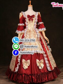 ชุดแฟนซีผู้หญิงสำหรับเช่า ชุดยุควิคตอเรีย ชุดเจ้าหญิงอังกฤษ ชุดหลุยส์ฝรั่งเศส Victoria Cosplay ชุดเช่าเจ้าหญิงฝรั่งเศสยุคเรเนซองค์โกธิคสีแดง