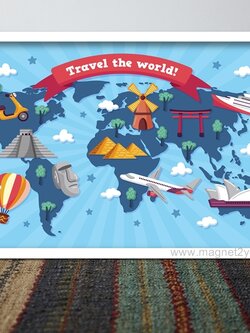 กระดานสะสมแม่เหล็กพิมพ์พื้น 120x180 Travel30