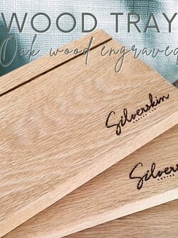ถาดไม้ เลเซอร์ชื่อ พร้อมช่องเสียบเมนู