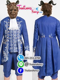 ชุดเช่าแฟนซีผู้ชาย เจ้าชายอสูรผู้ใหญ่ Beauty and The Beast Costume ชุดเจ้าชายเทพนิยาย ชุดเจ้าชายดิสนีย์ ชุดคอสเพลย์ การ์ตูนผู้ชายเจ้าชายอสูรพร้อมหน้ากากเขา