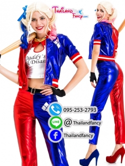 ชุดแฟนซีผู้หญิง Harley Quinn ชุดฮารีย์ ควีนท์ ชุดการ์ตูน ชุดภาพยนตร์ ชุดฮอลลีวู้ด ชุดซุปเปอร์ฮีโร่หญิง ชุดแฟนโจ๊กเกอร์ Suicide Squad รุ่นกางเกงขายาว