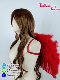 อุปกรณ์คริสต์มาส อุปกรณืแฟนซี Accessories Christmas Party ปีกนางฟ้าแฟนซี ปีกขนนกวาเลนไทน์ ปีกนางฟ้าขนนกสีแดงทรงตัวเอ็ม(M)