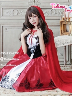 ชุดแฟนซี หนูน้อยหมวกแดง ชุดคู่หมาป่า Cosplay Halloween ชุดการ์ตูนหนูน้อยหมวกแดง เดรสแขนกุดพร้อมผ้าคลุมสีแดง
