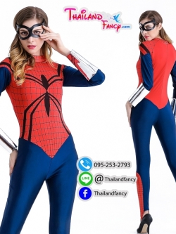 ชุดแฟนซี ชุดคอสเพลย์การ์ตูน ชุดซุปเปอร์ฮีโร่ ชุดสไปเดอร์เกิร์ล Spider Cosplay ชุดแมงมุมสาว ผ้ายืดแนบตัวทั้งชุด