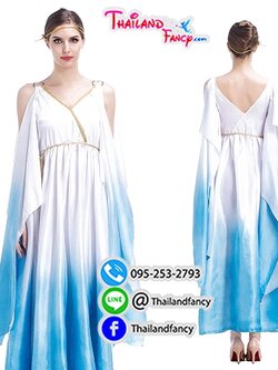 ชุดเช่าแฟนซีผู้หญิง ชุดเช่านางฟ้า ชุดเช่าเทพธิดากรีก Greek Cosplay ชุดเช่าเทพเจ้ากรีก ชุดเดรสกรีกนางฟ้าสีขาวแต่งฟ้าขลิบทอง