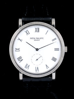 Patek Philippe Calatrava Ref.3919SG Limited Japan หน้าปัดสีขาว หลักชั่วโมงเลขโรมันทองคำขาว ตัวเรือนทองคำขาว18K หลังเปลือย หัวเข็มขัดแท้ ไขลาน 33.5 mm