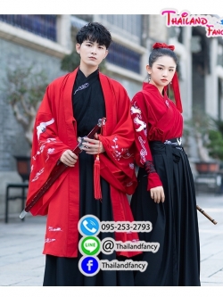 ชุดเช่าแฟนซีผู้ชาย เช่าชุดจอมยุทธ์จีน ชุดแฟนซีนานาชาติ ชุดจีนโบราณผู้ชาย ชุดเจ้ายุทธภพ ชุดเจ้ายุทธจักร ชุดจีนกำลังภายใน ชุดเช่าจอมยุทธชายชุดสีดำเสื้อคลุมแดง