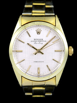 Rolex Air-King Gold Capped Ref.5520 หน้าปัดลายผ้า ตัวเรือนทองหุ้ม มีสายเหล็กOysterแท้ทองหุ้ม นาฬิกาปี1971 Automatic ขนาด 34 mm
