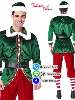 ชุดแฟนซีแซนต้า Santacros Costume ชุดซานต้าผู้ชาย ชุดคริสต์มาส ชุดซานตารีน่า ชุดปาร์ตี้ปีใหม่ ชุดต้อนรับปีใหม่ ชุดพีอาร์ ชุดซานตาครอสสีเขียวแดงผู้ชาย