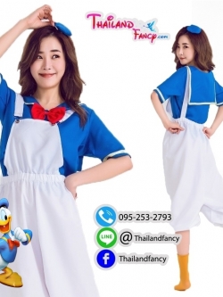ชุดแฟนซีกะลาสีผู้ใหญ่ ชุดการ์ตูนวอลต์ดิสนีย์ Donald Duck & Daisy Duck Cosplay ชุดทหารเรือโดนัลดั๊ก ชุดเดซี่ดั๊กกะลาสีเอี๊ยมขาวผู้หญิง เสื้อปกทหารเรือ