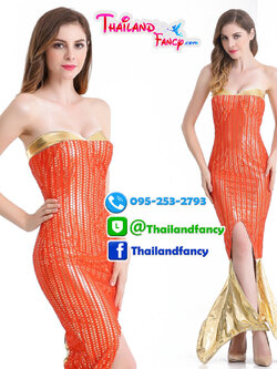 ชุดเช่าแฟนซีนางเงือก ชุดเจ้าหญิงแอเรียล Mermaid Cosplay ชุดแฟนซีการ์ตูนเมอเมด ชุดเงือกสาว ชุดปลา ชุดภาพยนต์ฮอลลีวู้ด ชุดการ์ตูนลิตเติ้ลเมอร์เมดสีส้มทอง