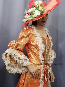 ชุดแฟนซีผู้หญิงสำหรับเช่า ชุดวิคตอเรียสีแดง ชุดเจ้าหญิงอังกฤษ ชุดผู้ดีอังกฤษ ชุดหลุยส์ฝรั่งเศส Victoria Cosplay ชุดเช่าเจ้าหญิงยุคเรเนซองค์โกธิคสีแดงสด