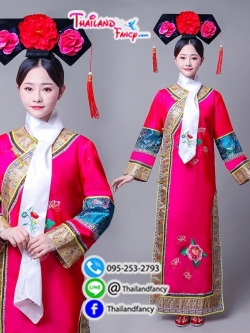 ชุดเช่าแฟนซีผู้หญิง ชุดจีนโบราณ ชุดแฟนซีองค์หญิงกำมะลอ ชุดคู่ฮ่องเต้ ชุดราชวงศ์หนังจีน ชุดไทเฮา เช่าชุดฮองเฮาจีนผู้หญิง สีชมพสดแต่งลายจีน