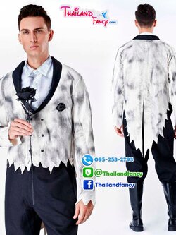 ชุดเช่าแฟนซีผู้ชาย (ชุดเช่า) ชุดเช่าผีเจ้าบ่าว ชุดผีซอมบี้ Halloween Night Costume ชุดเจ้าบ่าวซอมบี้ ชุดเจ้าบ่าวผีสูทสีขาวดำ