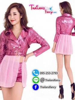 ชุดพริ้ตตี้ Cover Dance Cosplay ชุดวงเกิร์ลกรุ๊ป Hello Venus ชุดเต้นแดนเซอร์ ชุดโคฟเวอร์แดนซ์เกาหลี ชุดเต้นสีชมพูเงาแตกลาย