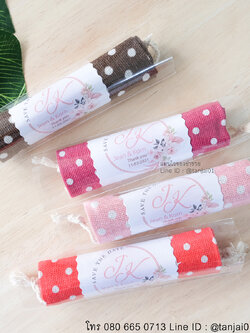 ของชำร่วยงานแต่ง ถุงผ้าหูรูดขนาดเล็ก พร้อมแพคเกจลูกกวาด พิมพ์ลายน่ารัก ขนาด 10x14 cm