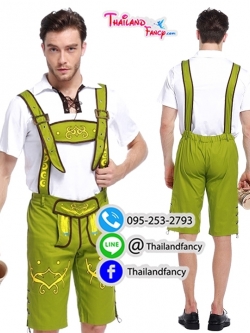 ชุดแฟนซี ชุดคอสเพลย์ ชุดอ๊อกโทเบอร์เฟสต์ ชุดบาวาเรียผู้ชาย Oktoberfest Beer เทศกาลเบียร์เยอรมัน ชุดหนุ่มเสริฟเบียร์ ชุดแฟนซีผู้ชายเสื้อขาวเอี๊ยมกางเกงขียว