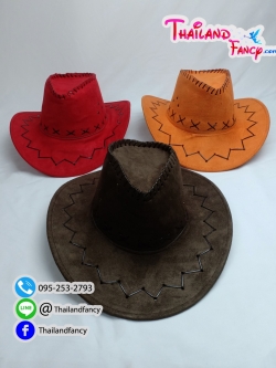 อุปกรณ์คอสเพลย์ อุปกรณืแฟนซี หมวกแฟนซีหนังเทียม หมวกหนังคาวบอย Cowboy Hat Cosplay หมวกคาวเกิร์ล หมวกหนังกลับ