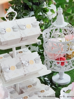 ของชำร่วยแต่งงาน 💕 ผ้าขนหนูลายหมีพร้อมหูหิ้ว ในกล่องริบบิ้นปีกนก💕 สวยหรู💕