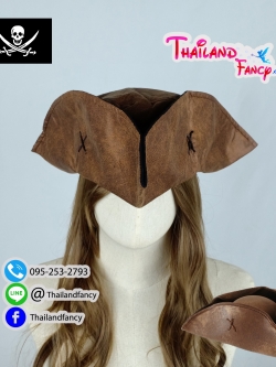 หมวกแฟนซีโจรสลัด หมวกโจรสลัดแจ๊คสแปร์โรว์ Pirate of the Caribbean หมวกหนังเทียมโจรสลัด กัปตันแจ๊ค