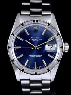 Rolex Date Ref.1501 หน้าปัดสีน้ำเงิน ขอบรางรถไฟ สายOysterแท้ (แบบม้วน) นาฬิกาปี1974 Automatic ขนาด 34 mm