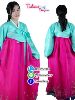 ชุดแฟนซีผู้หญิงสำหรับเช่า เช่าชุดแฟนซีเกาหลี ชุดฮันบกเกาหลี Korea Costume ชุดคอสเพลย์ฮันบกหญิง ชุดฮันบกผ้าแก้วมีลายปักหลากสี 2