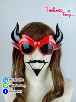 อุปกรณ์คอสเพลย์ แว่นตาแฟนซี อุปกรณ์ฮาโลวีน Halloween ปีศาจเดวิล ของเล่นปีใหม่ แว่นตาเดวิล สีดำแดง