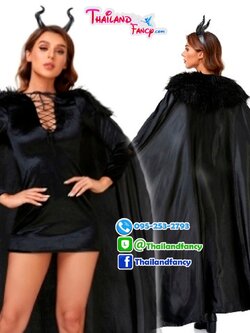 ชุดแฟนซีมีเขา ชุดคอสเพลย์แม่มด ชุดซอมบี้ผู้หญิง ชุดฮาโลวีน Maleficent Costume ชุดเดวิลเขาดำ ชุดปีศาจสาว แม่มดมาเลฟิเซ้นท์พร้อมเขา